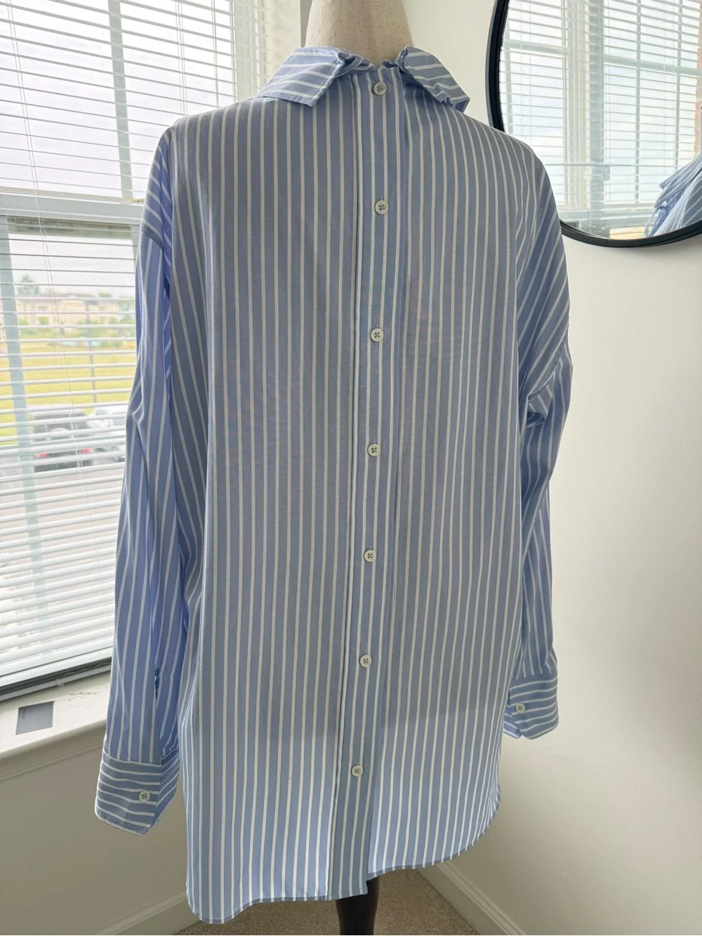 Zara Light Blue & White Vertical Stripe Button-Back Tunic/Dress- NWOT - Picture 9 of 11